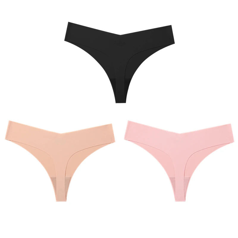 TrowBridge 3PCS/Set Women's Panties Simple Seamless Underwear Breathable Satin Thongs Sexy Lingerie Comfortable Sports G-Strings