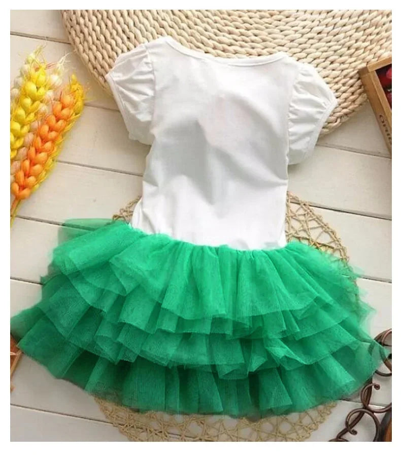Sanrio hello kitty girls dress summer cute cartoon short-sleeved mesh cake dress princess dress tutu skirt