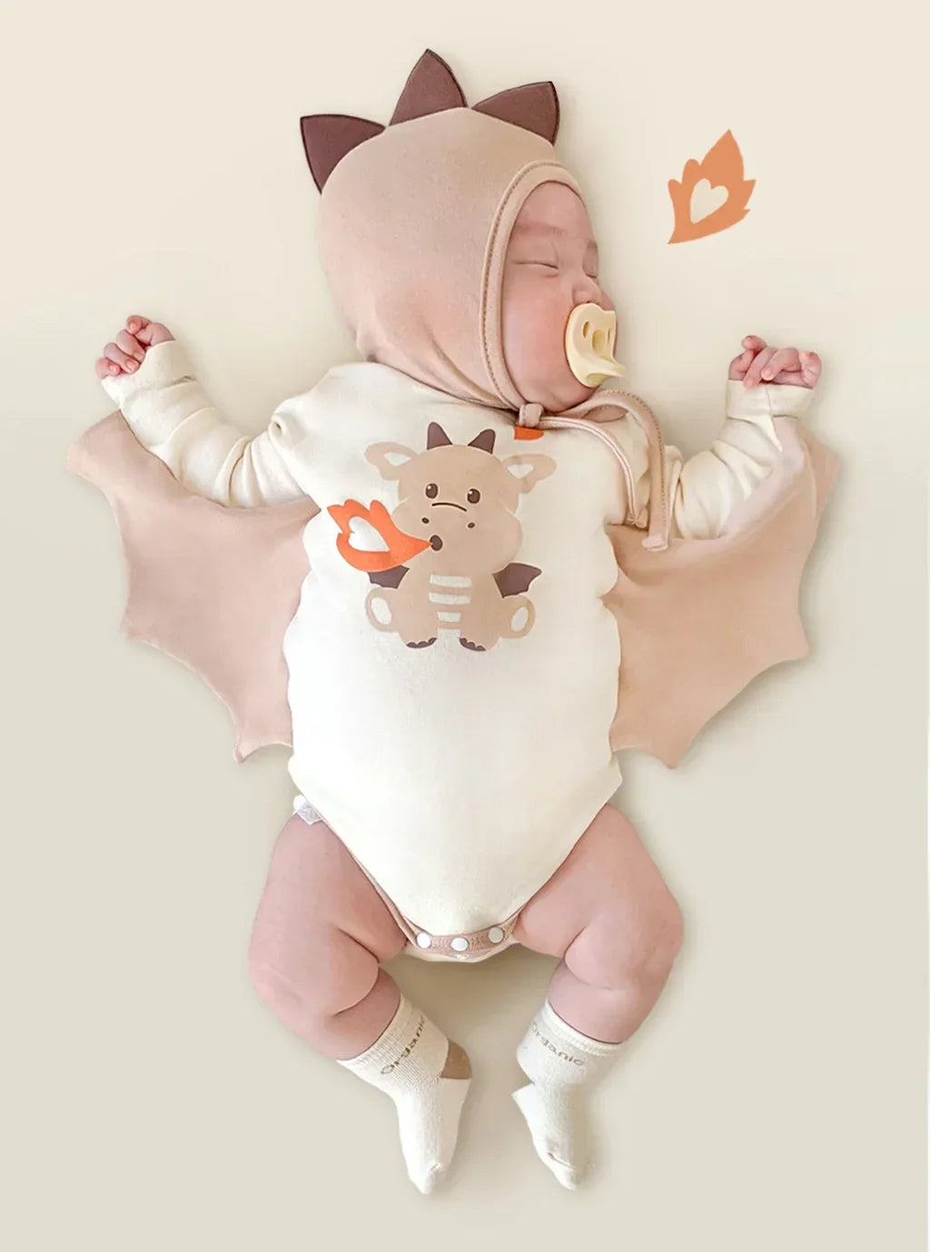 8961-1 Baby Clothes 2024 Spring New Korean Cute Baby Boy's One Piece Clothes Fire Dragon Printing Climbing Clothes.
