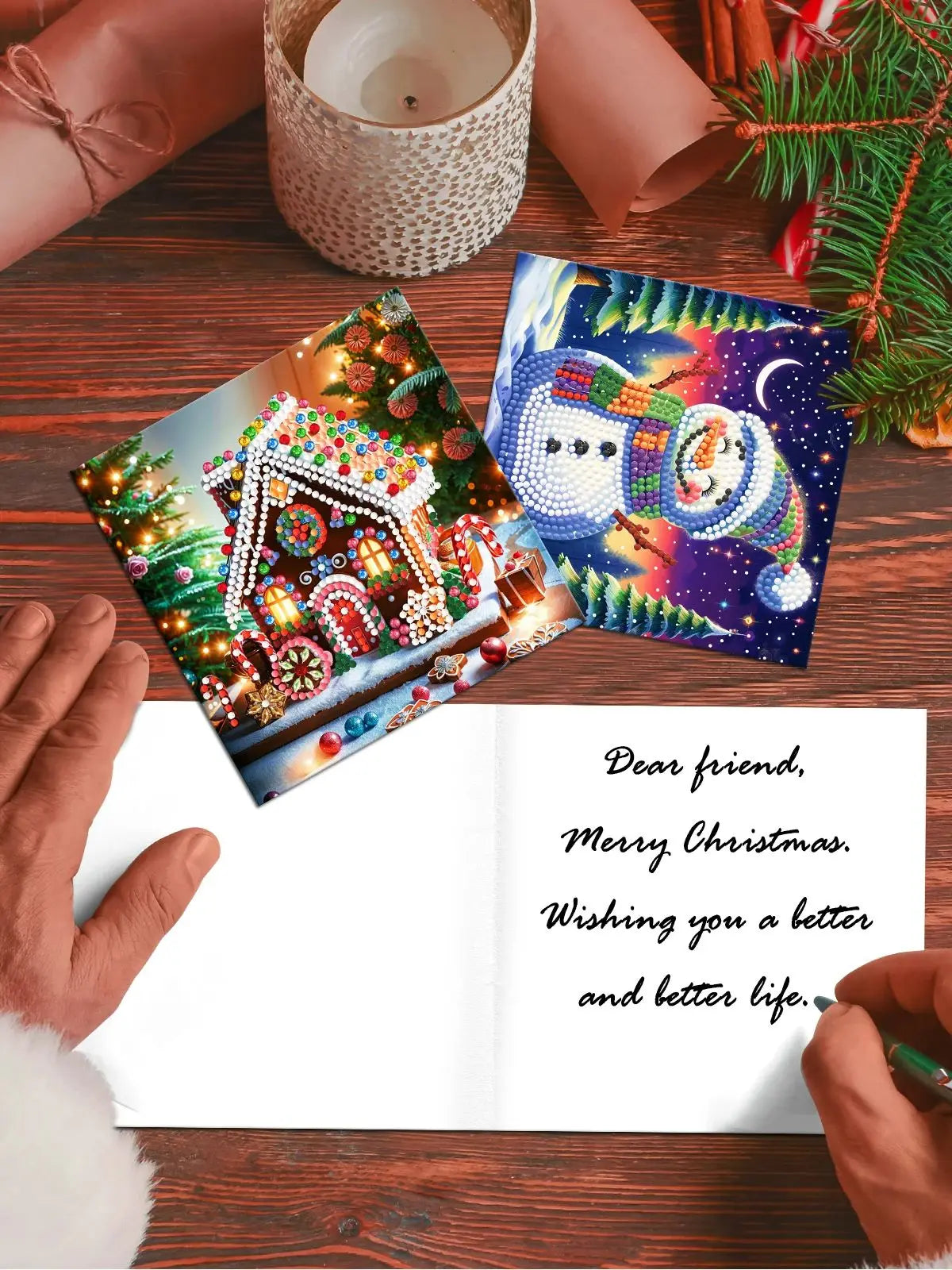 12pcs/Set DIY Diamond Painting Cards Nieuwe 2024 Christmas Festival Card Handmade Diamond Embroidery Art Kit 3d Folded Card