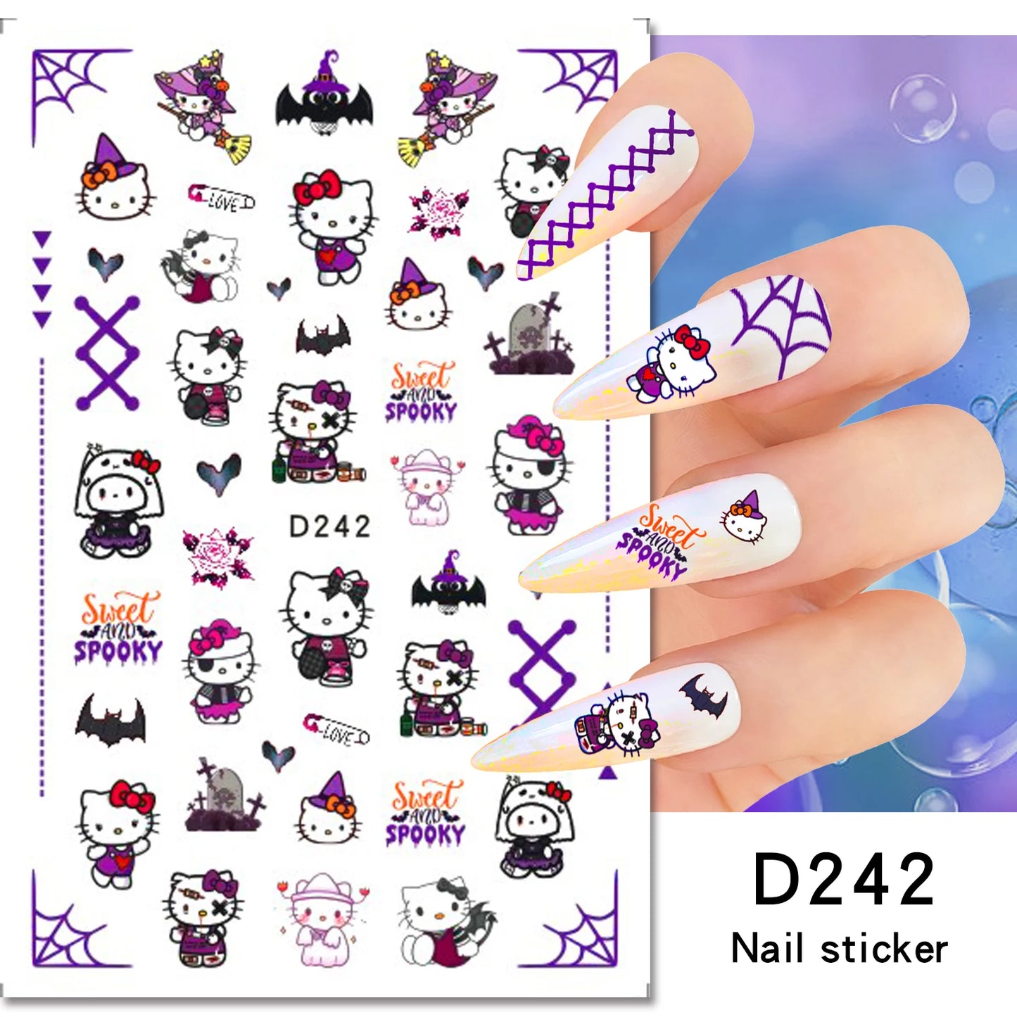 1PCS Cartoon Cute Melody Kuromi 3D Nail Stickers Press on Nails Sanrio Nail Art Decoration New Anime Nail Art Decals Stickers