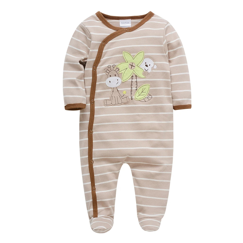KAVKAS 1/3 Pcs Baby Boys Rompers Cartoon Print Overalls Cotton Infant Clothing Kids Jumpsuit Newborn Pajimas 0-3 Months