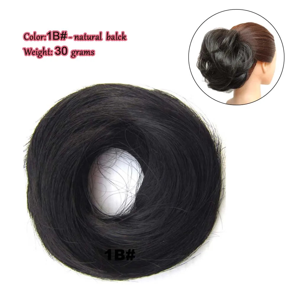 Synthetic Messy Bun Hair Piece Scrunchie Donut Tousled Flexible Hair Bun Straight Chignon Wig Accessory Updo Bun Hair