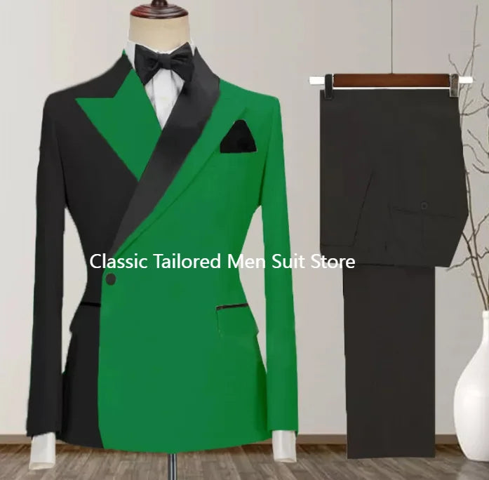 New Yellow Men Suits Latest Design Lapel One Button Casual Slim Male Suit Business Wedding Groom Elegant 2 Piece Blazer Pants