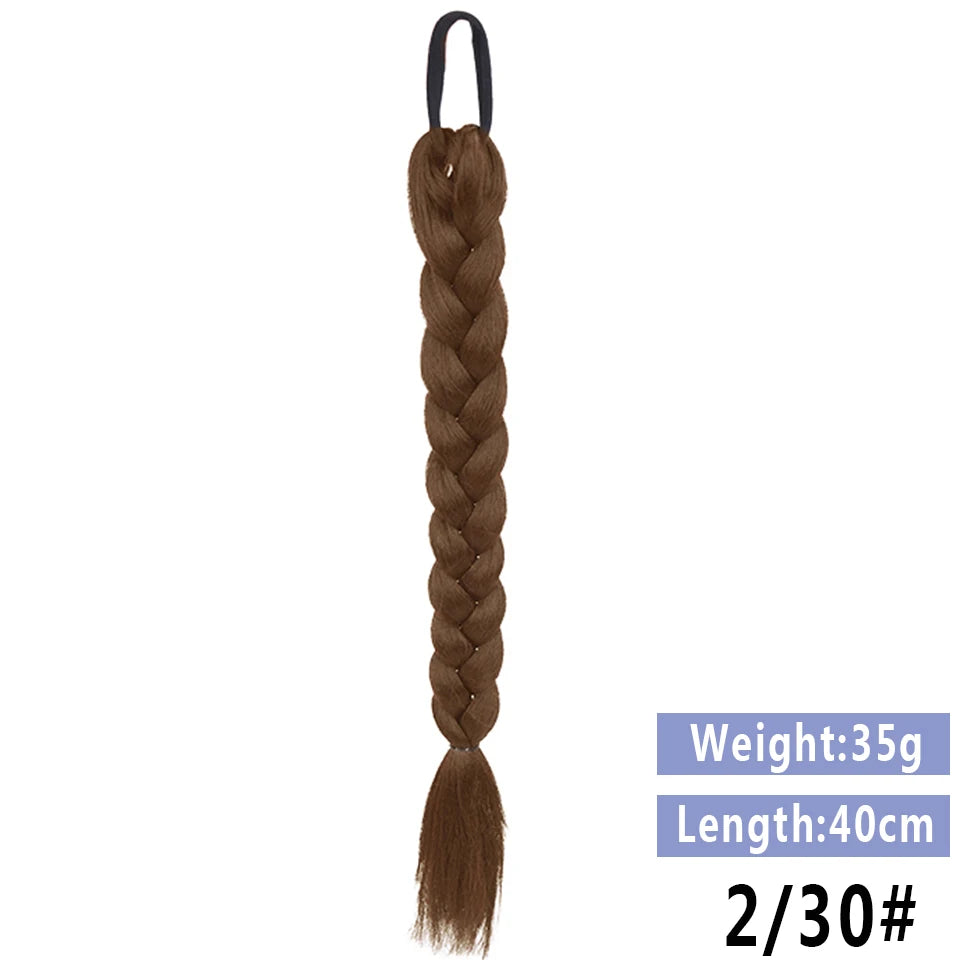 LUPU Synthetic Braided Ponytails Hair Extensions For Women With Elastic Hair Band Hairpieces Natural Black Brown Fake Hair