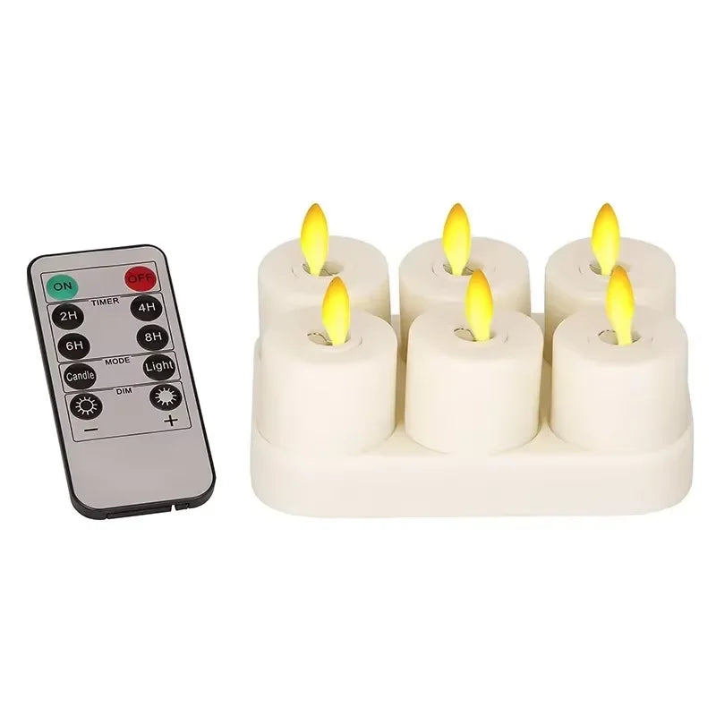 6Pcs/Set Flickering Flameless Candles Outdoor Indoor with Remote Control LED Candles Easter Candle Wedding Decoration Lighting