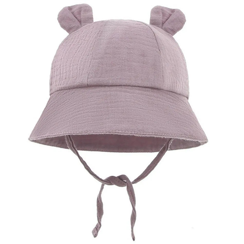 Newborn Baby Hat Infant Muslin Bucket Hat Kids Bear Ears Summer Beach Sun Caps Boys Girls Easter Hats For Toddlers 3-12 Months
