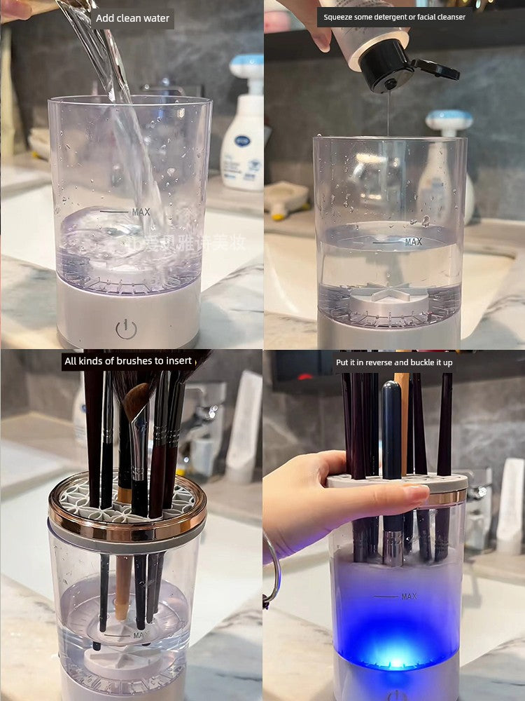 Immersive Cleaning Makeup Brush! Electric Washing and Drying Integrated Makeup Brush Cleaner Automatic Powder Puff Cleaning Tools Drying