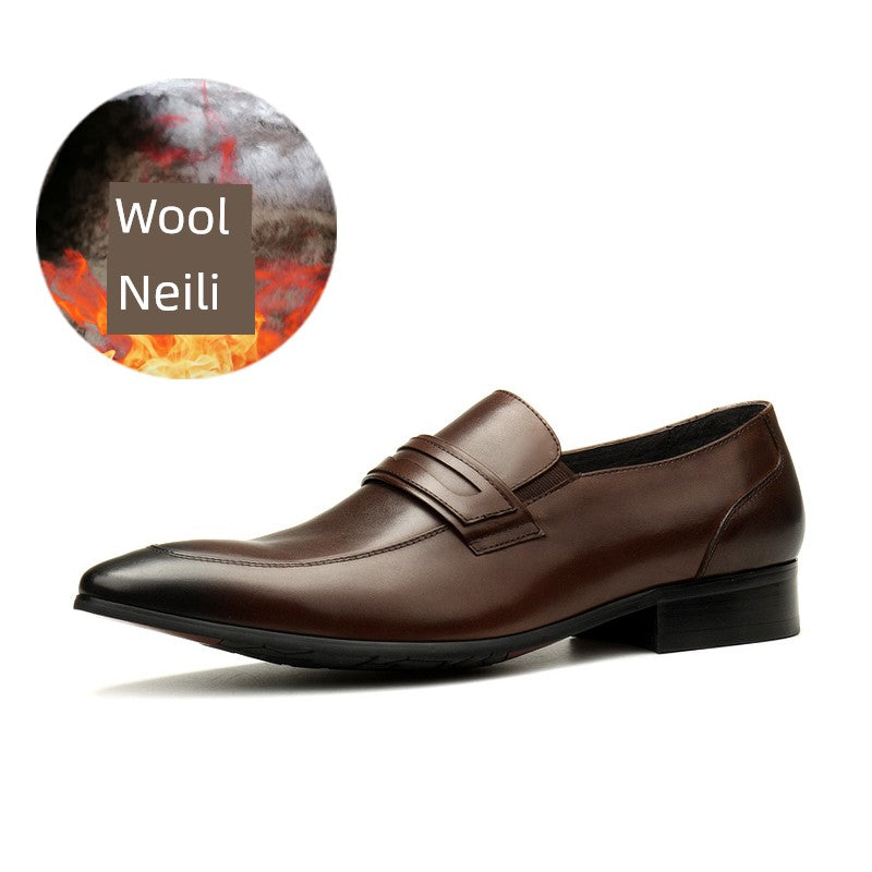 Slip-on Autumn New Arrival Genuine Leather Business Pointed Men's Shoes
