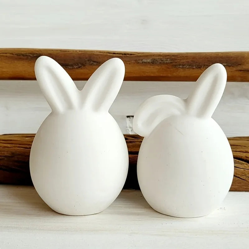 The Easter Egg Bunny Ear Candle Silicone Mold DIY Gypsum Concrete Rabbit Egg Decoration Ornament Resin Mold Handicrafts Casting