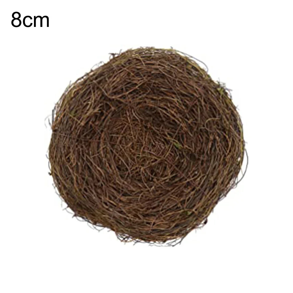 6-12cm Round Rattan Bird Nest Easter Decoration Bunny Eggs Artificial Vine Nest For Home Garden Decor Happy Easter Party Supply