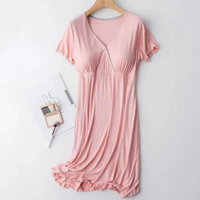 Maternity Pijama Maternidad Summer Postpartum Nursing Clothes Pregnant Women Dress Cotton Fashionable New Breastfeeding Dresses