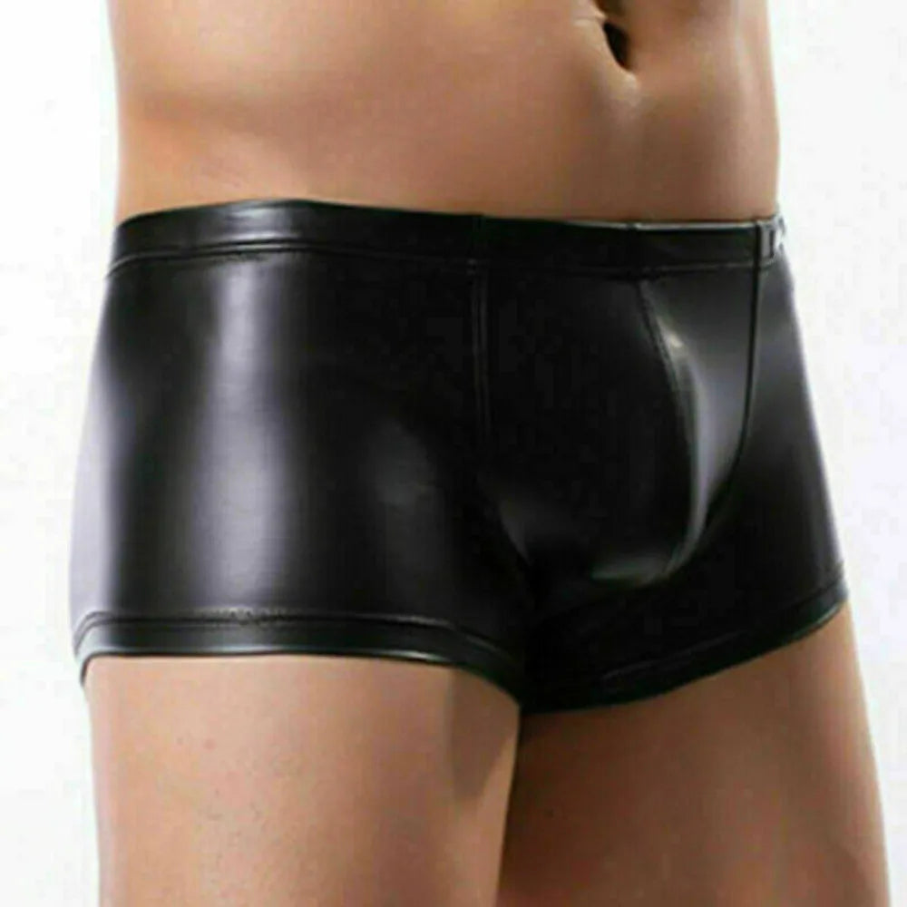 Men's Panties Sexy Lingerie Faux Leather Patent Leather Briefs Pouch Underwear Black Tight Mens Gifts Trunks Fashion Underpants