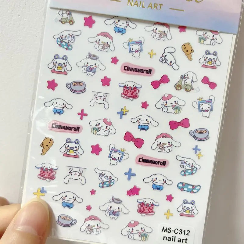 1PCS Cartoon Cute Melody Kuromi 3D Nail Stickers Press on Nails Sanrio Nail Art Decoration New Anime Nail Art Decals Stickers