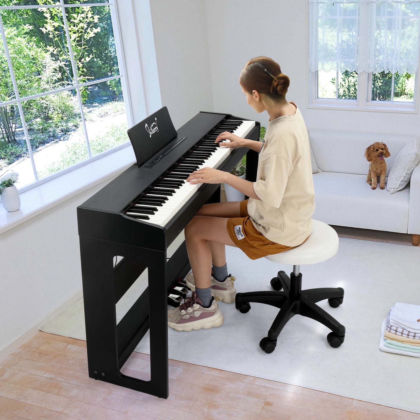 Glarry GDP-104/A-815 88-key Heavy Hammer Keyboard Vertical Black Electric Piano Without Cover United States