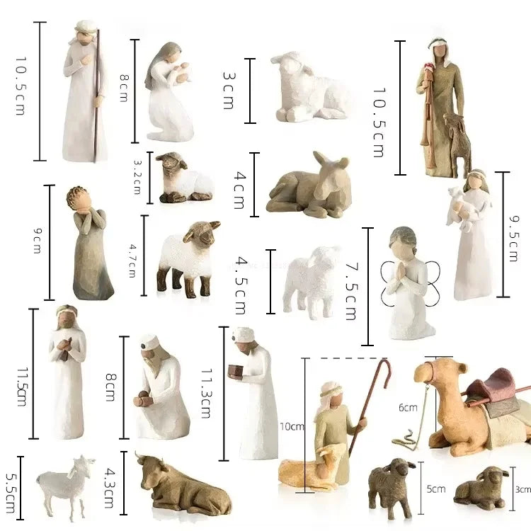 2024 Jesus Nativity Statue Resin Holy Family Willow Tree Set Ornaments Easter Religious Crafts Diy Customized Christmas Gift