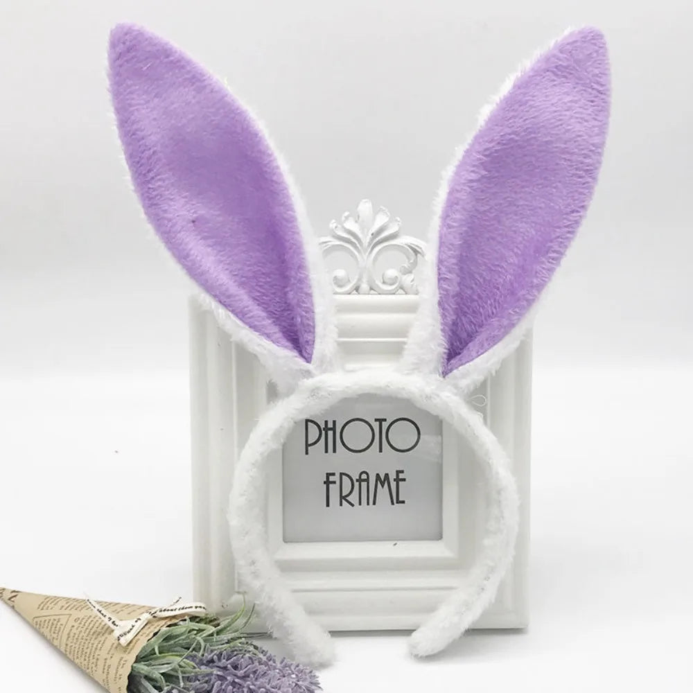 Cute Colorful Bunny Ear Easter Headbands Plush Adult Kids Headwear Rabbit Ear Hair Accessories Masquerade Tiara Adult Children
