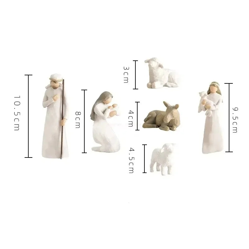 2024 Jesus Nativity Statue Resin Holy Family Willow Tree Set Ornaments Easter Religious Crafts Diy Customized Christmas Gift