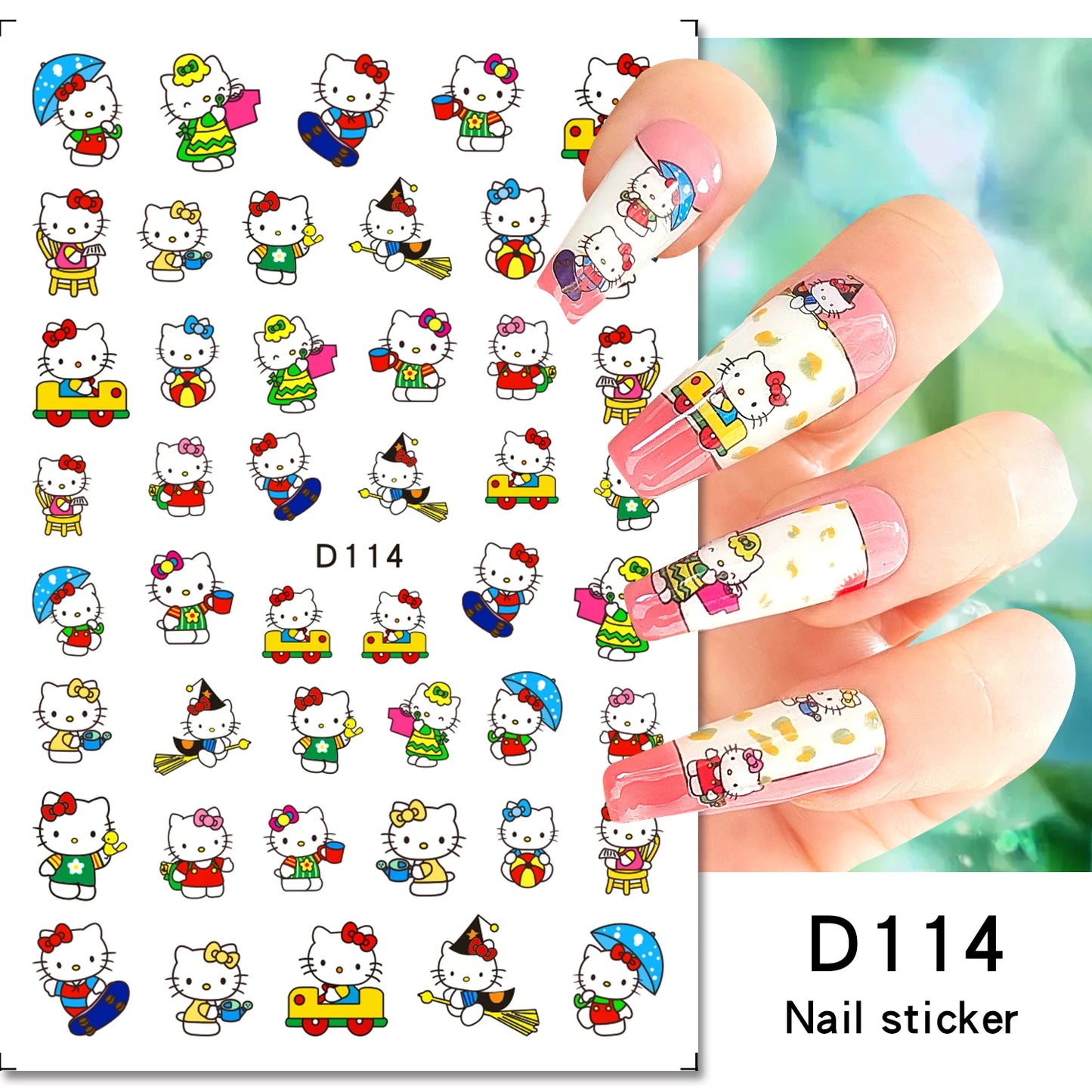 1PCS Cartoon Cute Melody Kuromi 3D Nail Stickers Press on Nails Sanrio Nail Art Decoration New Anime Nail Art Decals Stickers