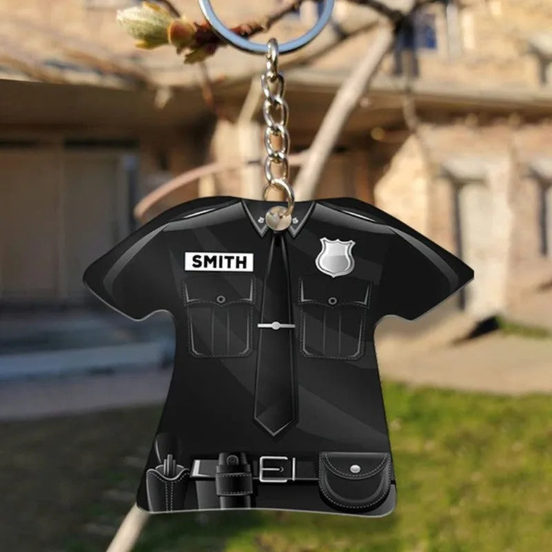 New Police Uniform Key Chain Decoration Acrylic Flat Men's And Women's Backpacks Creative Hanging Key Ring