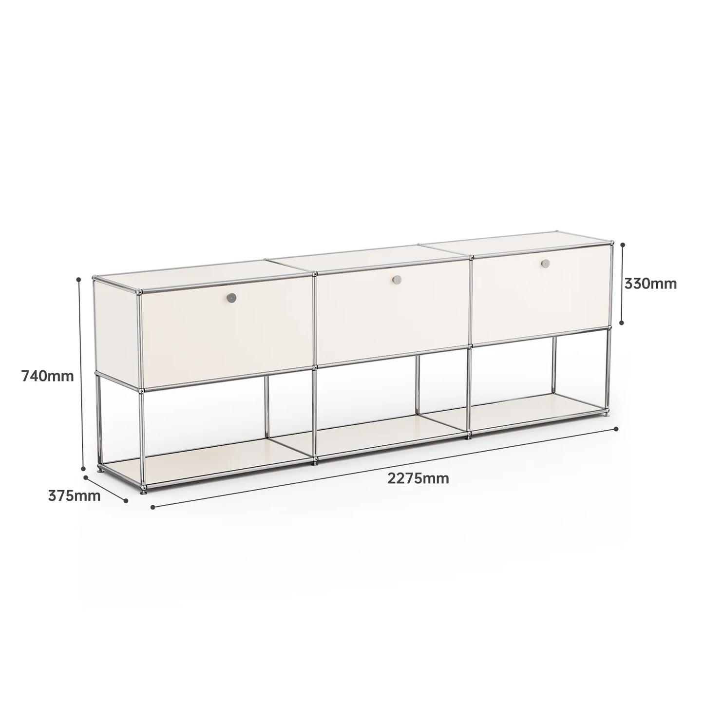 USM Haller Storage Cabinet Sideboard Haller Living Room Bedroom Stainless Steel Metal Board Modular Storage Shelf-No Keys