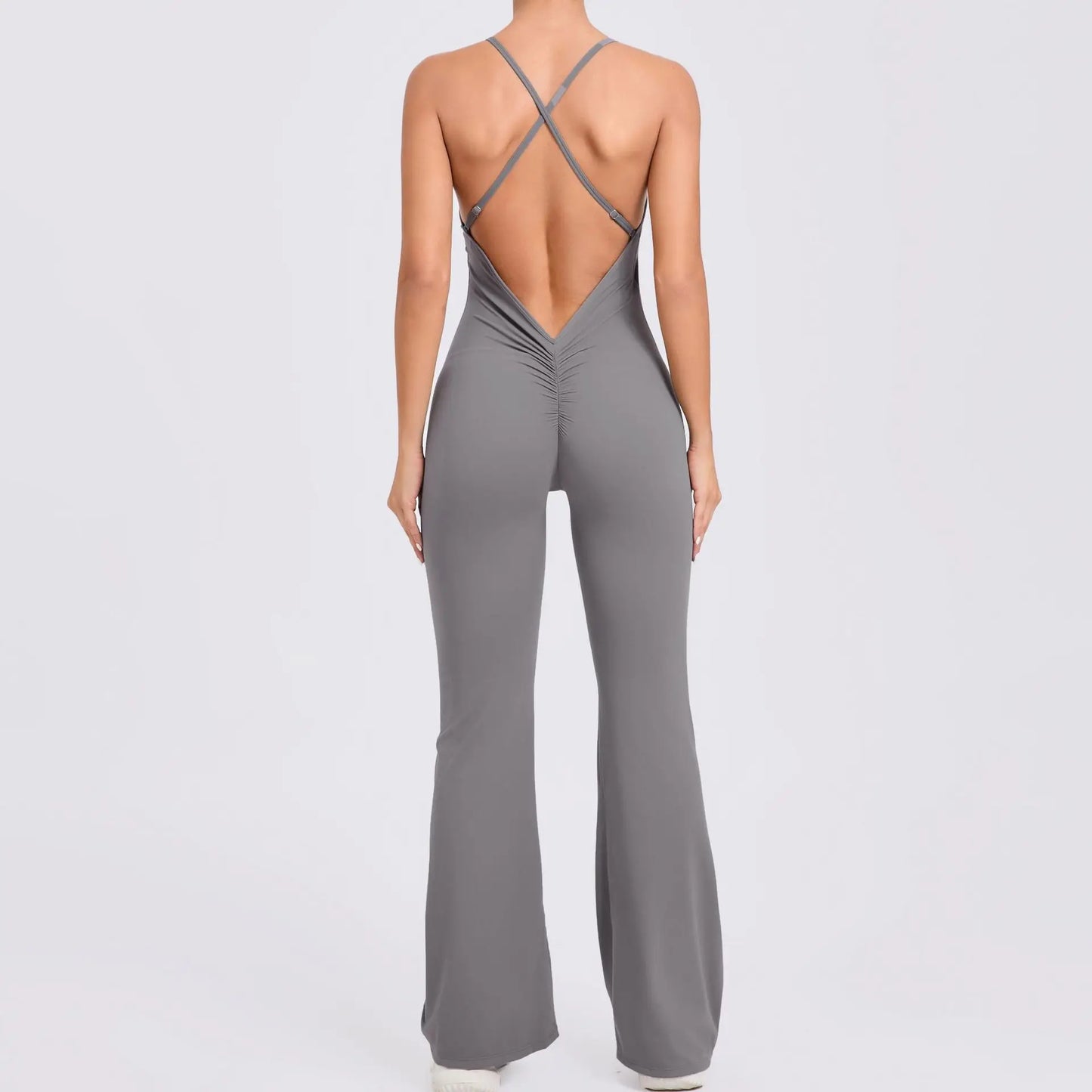 Sexy V Back One-piece Suit Women Gym Sports Jumpsuit Backless Yoga Rompers Women's Sportswear Sleeveles Female Workout Bodysuits