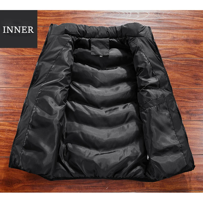Winter Men's Padded Vest Coats Casual Outdoor Mountain Ski Warm Windbreaker Sleevless Jacket Men Climing Hunting Vests Clothing