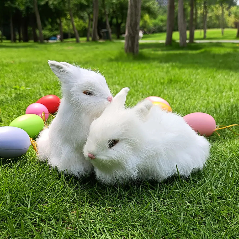 Simulation Plush Toys Action Figures Kids Gift Simulation Rabbit Toy Squatting Model Home Decoration Rabbit Model Easter Rabbits
