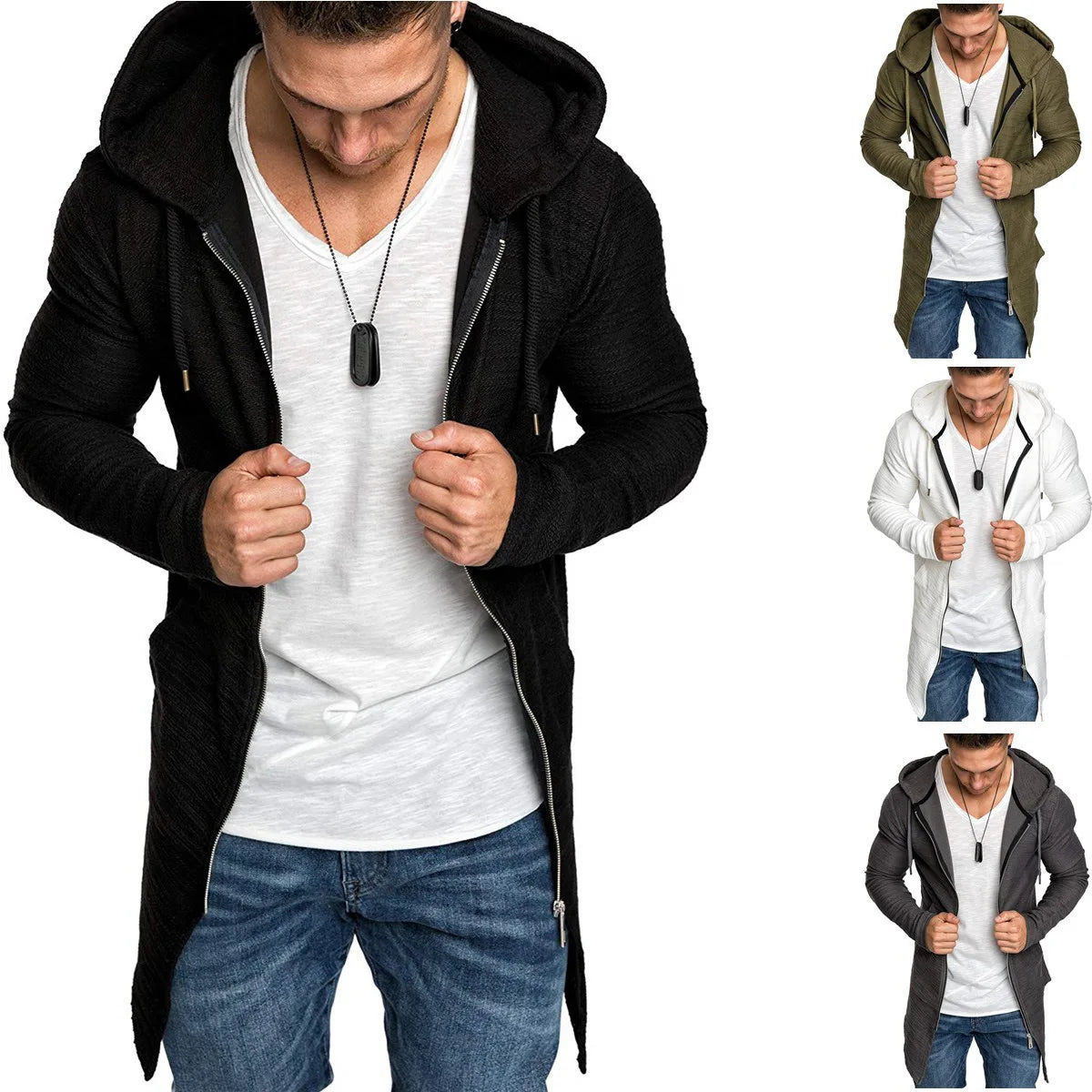 2024 New Spring Men's Classic Fashion Trend Long Windbreaker Men Casual Loose Large Size High-Quality Hooded Coat jacket