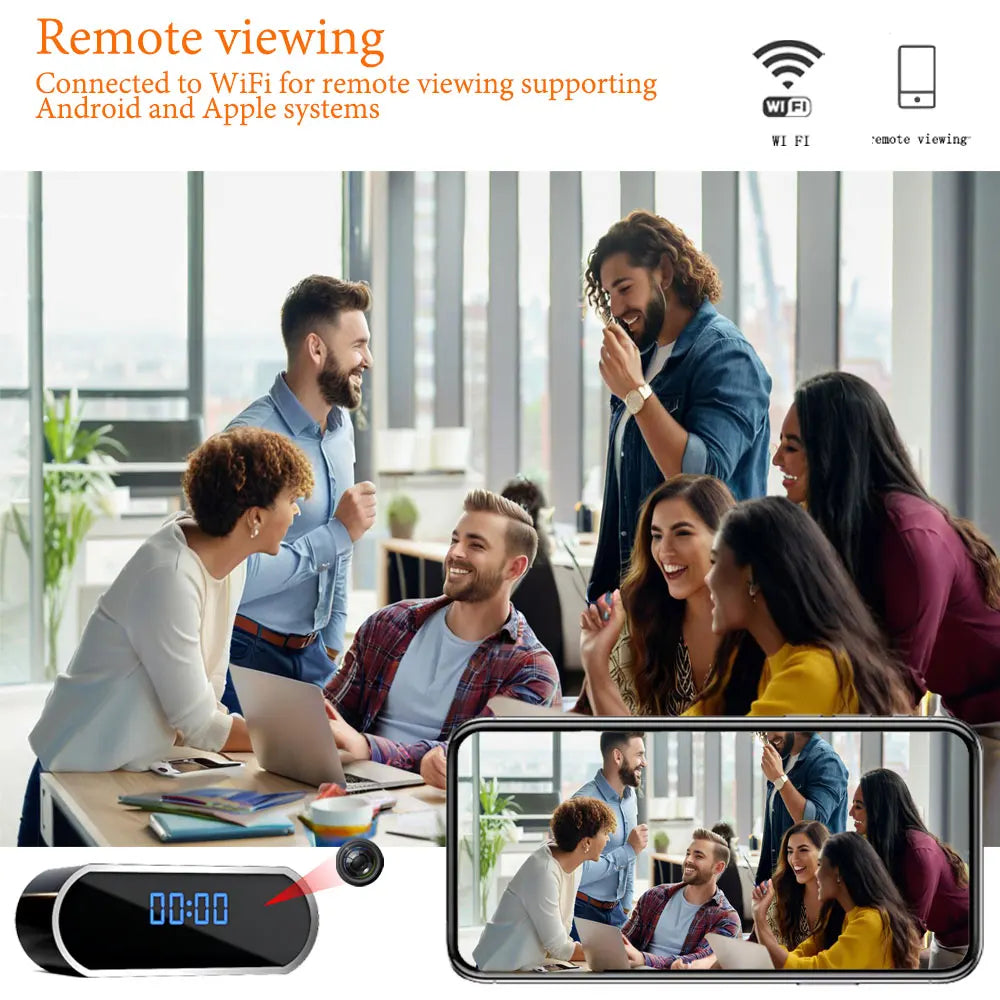 HD1080P Home Wireless Mini HD Camera Clock Camera Home Video Surveillance WIFI Mobile Remote Viewing Infrared Night Vision