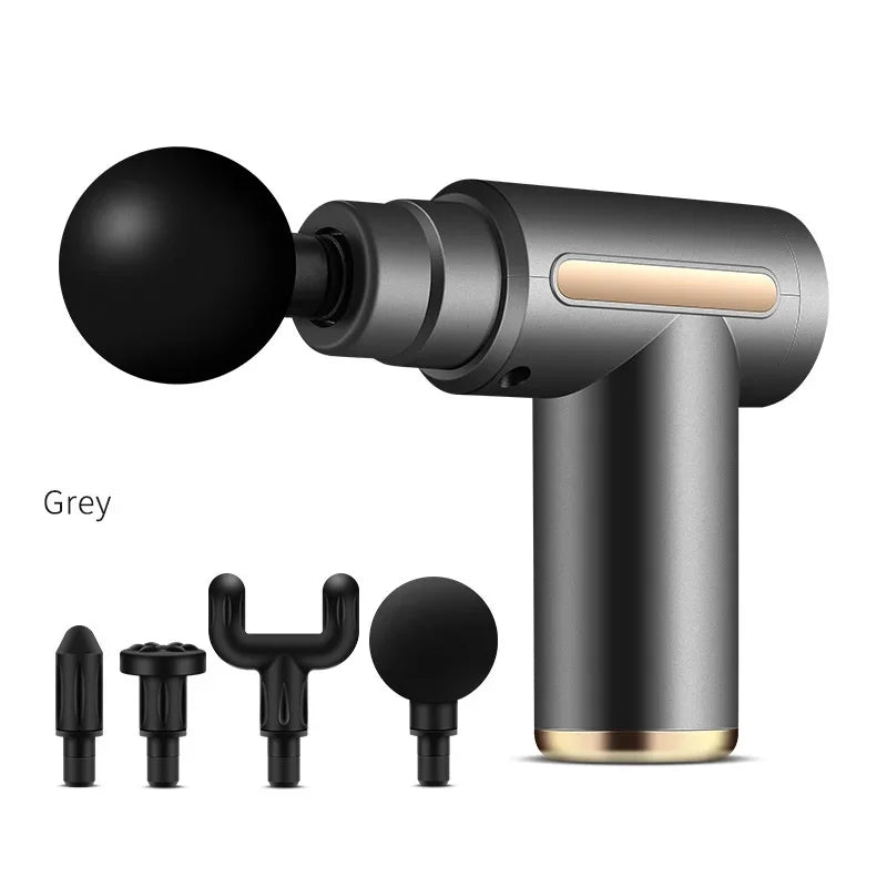 Portable Fascia Massage Gun Electric Percussion Pistol Massager Body Massage with LED Touch Screen 4 Replaceable Massage Heads