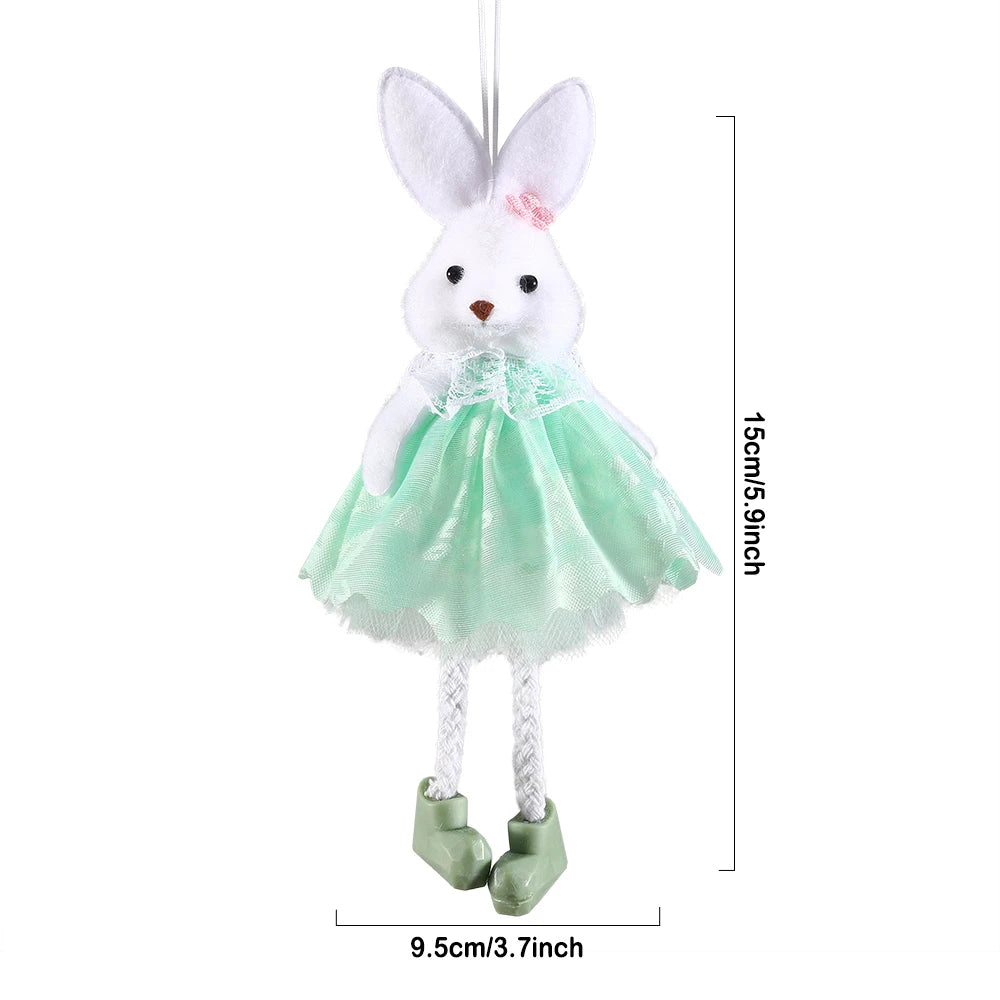 24cm Easter Flower Bunny Ornaments Pink Yellow Gauze Skirt Bunny Easter Party Decor Supplies Home Desktop Decorations Kids Gifts