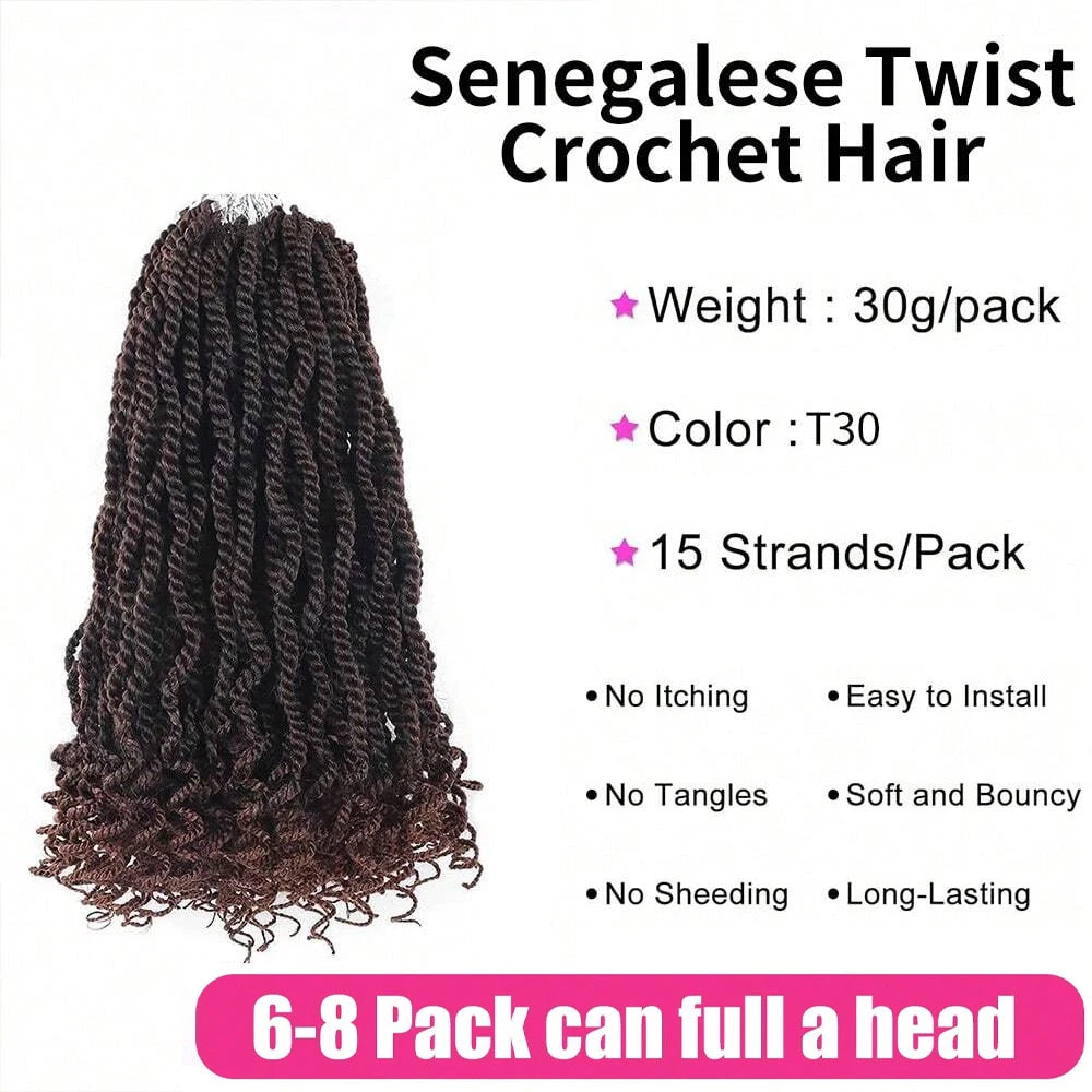 Wavy Senegalese Twist Crochet Hair Pre-Looped Passion Twist Crochet Hair With Curly Ends Synthetic Havana Twist Braiding Hair