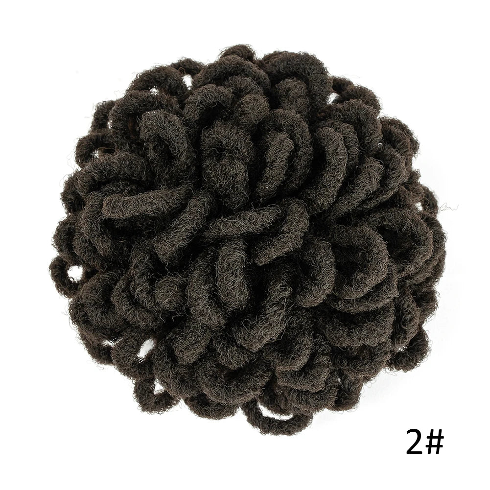 Dreadlocks Bun Afro Puff Drawstring Ponytail Hairpiece 8 Inch High Quality Synthetic Clip in Hair Extensions for Black Women