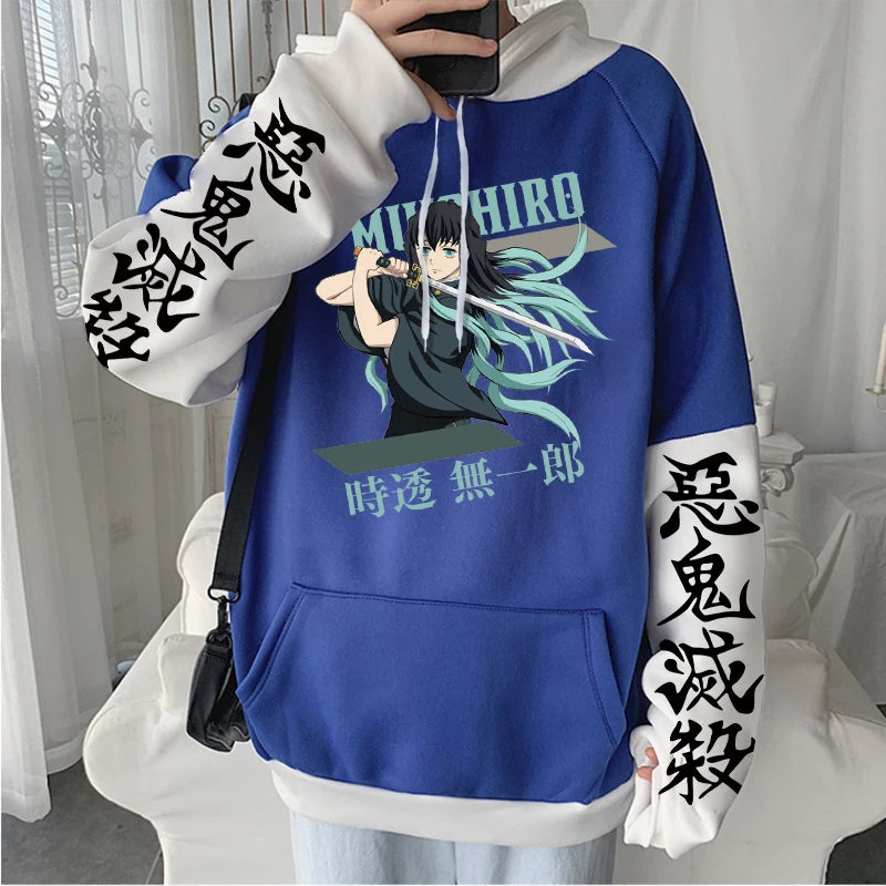 Demon Slayer Anime Harajuku Hoodie Men Cool Cartoon Printed Tokitou Muichirou Sweatshirt Plus Size imetsu no Yaiba Manga Hoodies