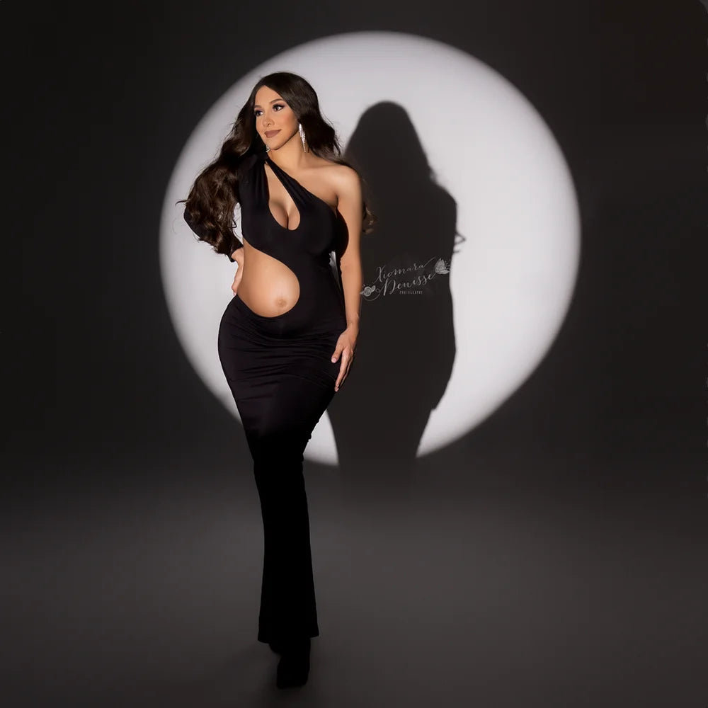 Slope Shoulder Skinny Maternity Photography Dress Stretchy Pregnant Woman Photo Shoot Dress