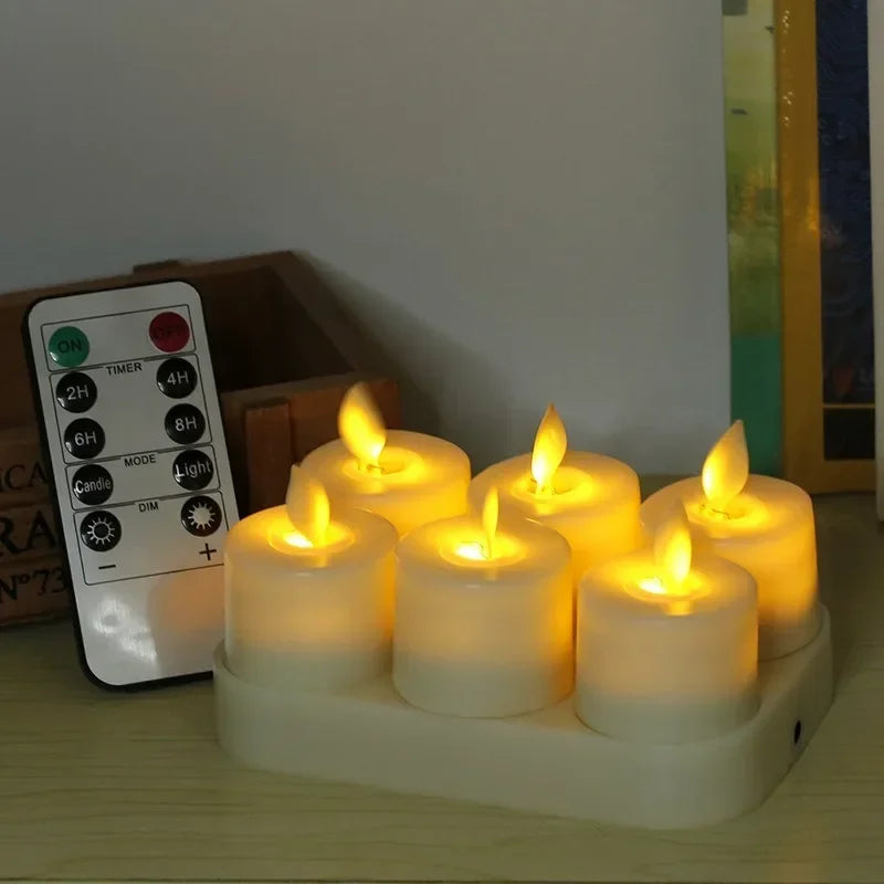 6Pcs/Set Flickering Flameless Candles Outdoor Indoor with Remote Control LED Candles Easter Candle Wedding Decoration Lighting