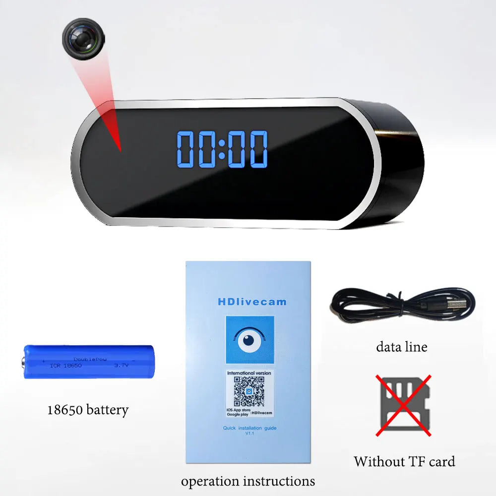 HD1080P Home Wireless Mini HD Camera Clock Camera Home Video Surveillance WIFI Mobile Remote Viewing Infrared Night Vision