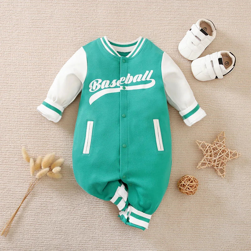 Spring And Autumn Boys And Girls Handsome Cool Baseball Jersey Cotton Comfortable Casual Long Sleeve Baby Bodysuit