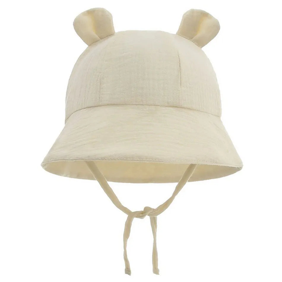 Newborn Baby Hat Infant Muslin Bucket Hat Kids Bear Ears Summer Beach Sun Caps Boys Girls Easter Hats For Toddlers 3-12 Months