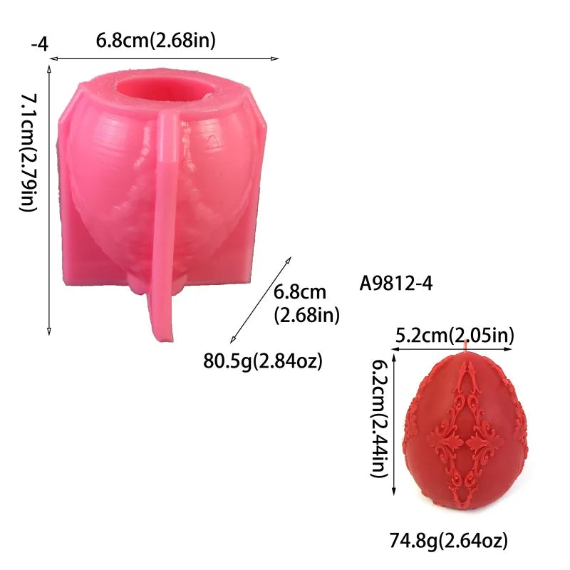 Easter Egg Silicone Candle Mold 3D Flower Relief Spherical Crafts Resin Plaster Cement Casting Molds Valentine's Day Gift Making