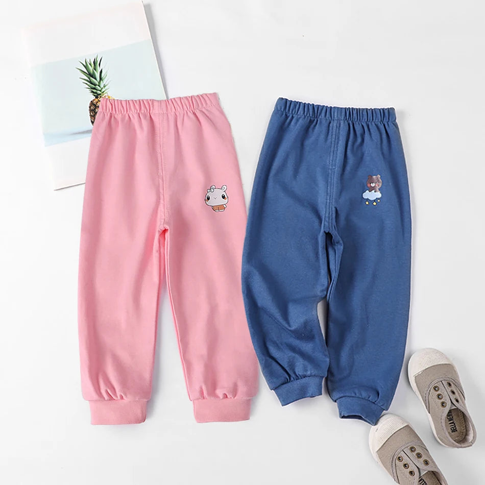 Baby Kids Bottoms Unisex Casual Long Pants for Boys and Girls Spring Autumn Elastic Waist Cartoon Animal Capris Children Clothes