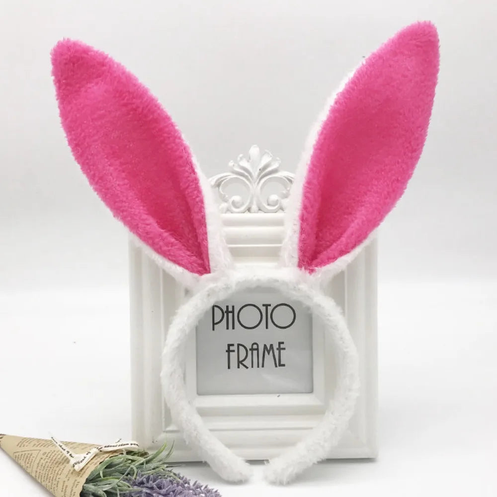 Cute Colorful Bunny Ear Easter Headbands Plush Adult Kids Headwear Rabbit Ear Hair Accessories Masquerade Tiara Adult Children