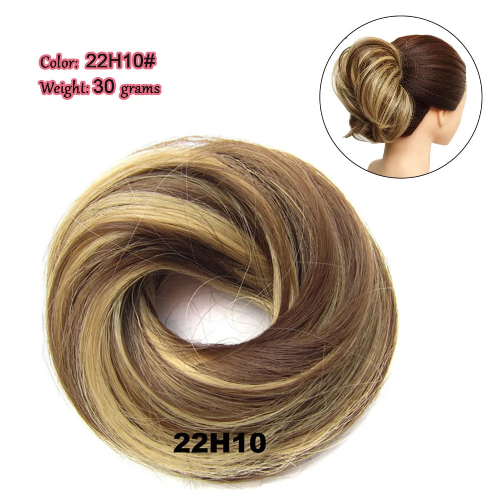 Synthetic Messy Bun Hair Piece Scrunchie Donut Tousled Flexible Hair Bun Straight Chignon Wig Accessory Updo Bun Hair