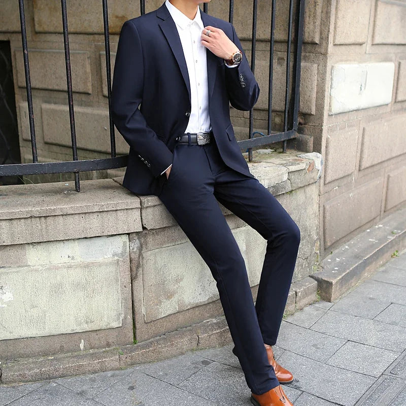 M-10XL Spring New Men's (suit + Trousers) Wedding Fashion Handsome Suit Business Cargo Suit Two Sets Plus Two Sets of Fat Size