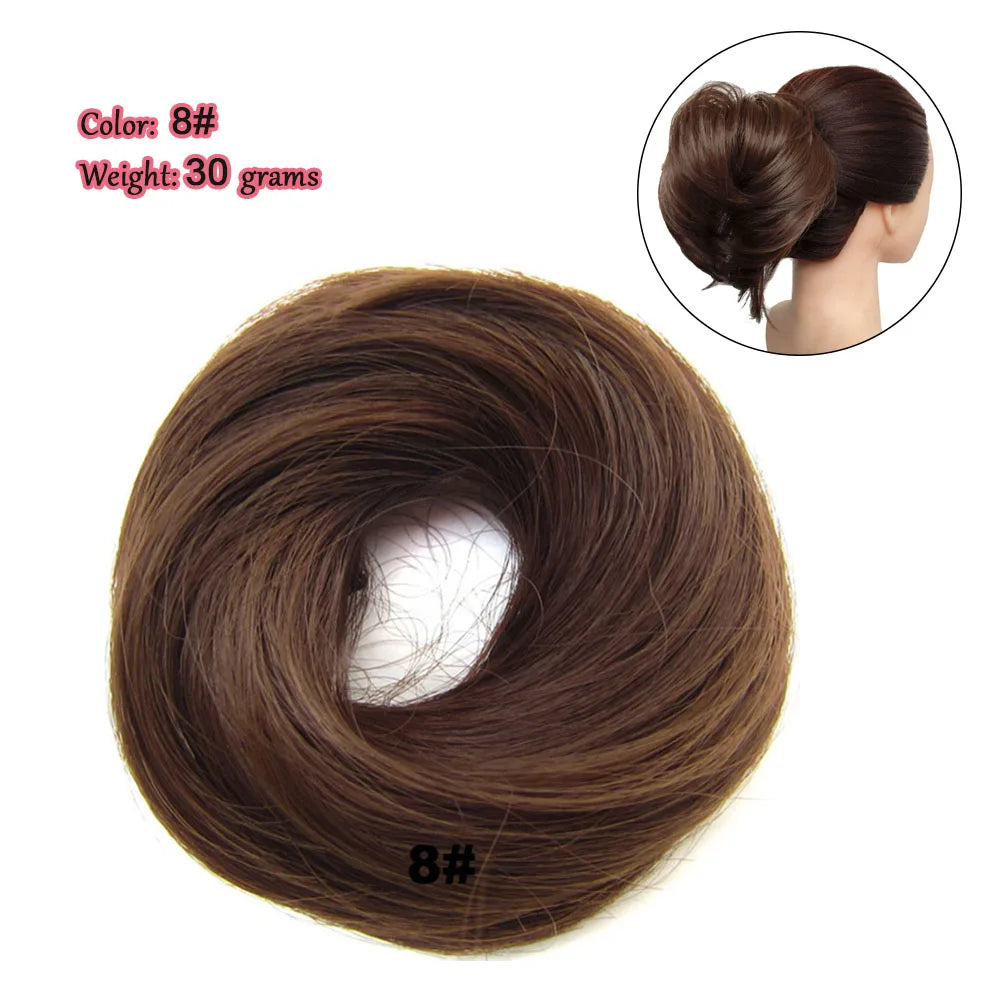 Synthetic Messy Bun Hair Piece Scrunchie Donut Tousled Flexible Hair Bun Straight Chignon Wig Accessory Updo Bun Hair