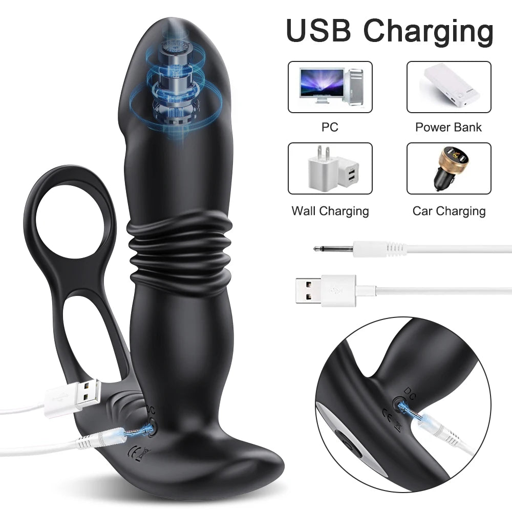 APP Control Telescopic Butt Plug Anal Vibrator Sex Toys for Men Ass Anal Dildo Prostate Massager Men Bluetooth Buttplug 9 Modes