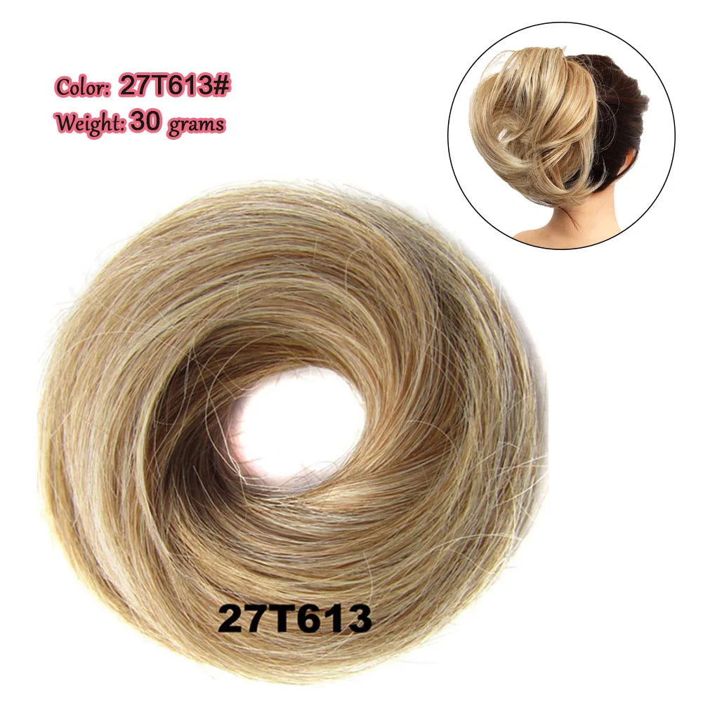 Synthetic Messy Bun Hair Piece Scrunchie Donut Tousled Flexible Hair Bun Straight Chignon Wig Accessory Updo Bun Hair