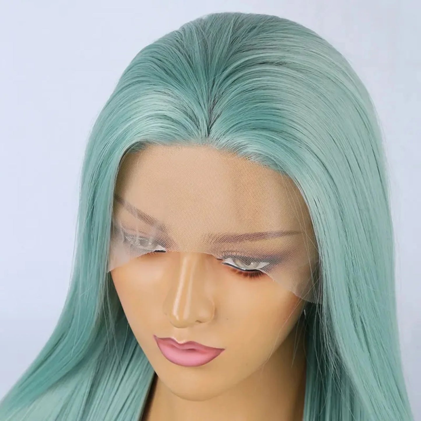 Mint Green Wig Long Straight Synthetic Lace Front Wig Light Hair Colored Glueless Lace Frontal Wigs for Women Party Cosplay