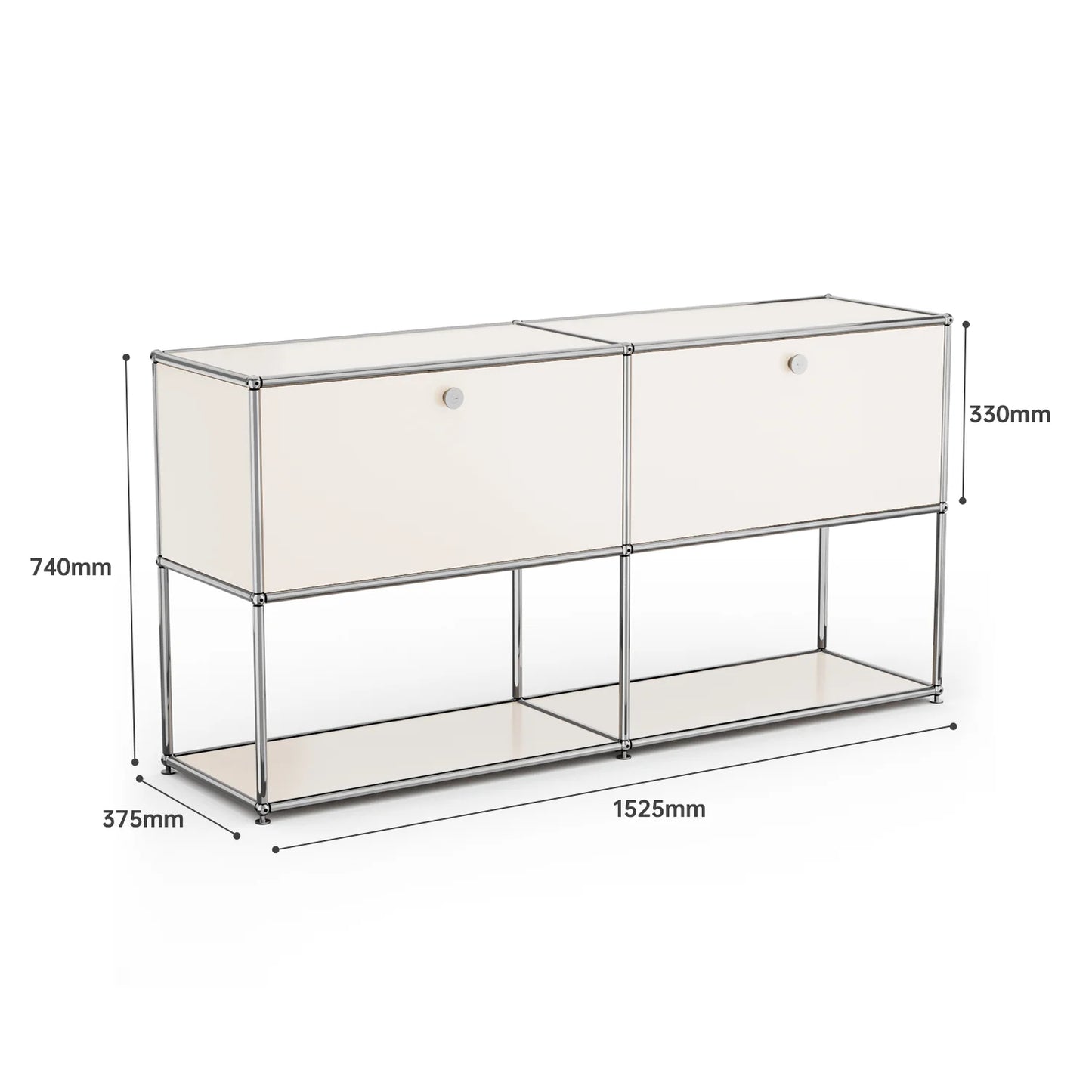 USM Haller Storage Cabinet Sideboard Haller Living Room Bedroom Stainless Steel Metal Board Modular Storage Shelf-No Keys